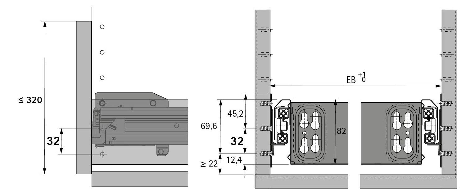 HETTICH Auszugsführung Quadro Duplex 45