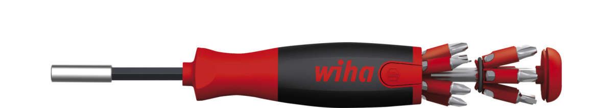 Wiha Schraubendreher mit Bit Magazin LiftUp 25 magnetisch gemischt mit 12 Bits, 1/4" (38605)