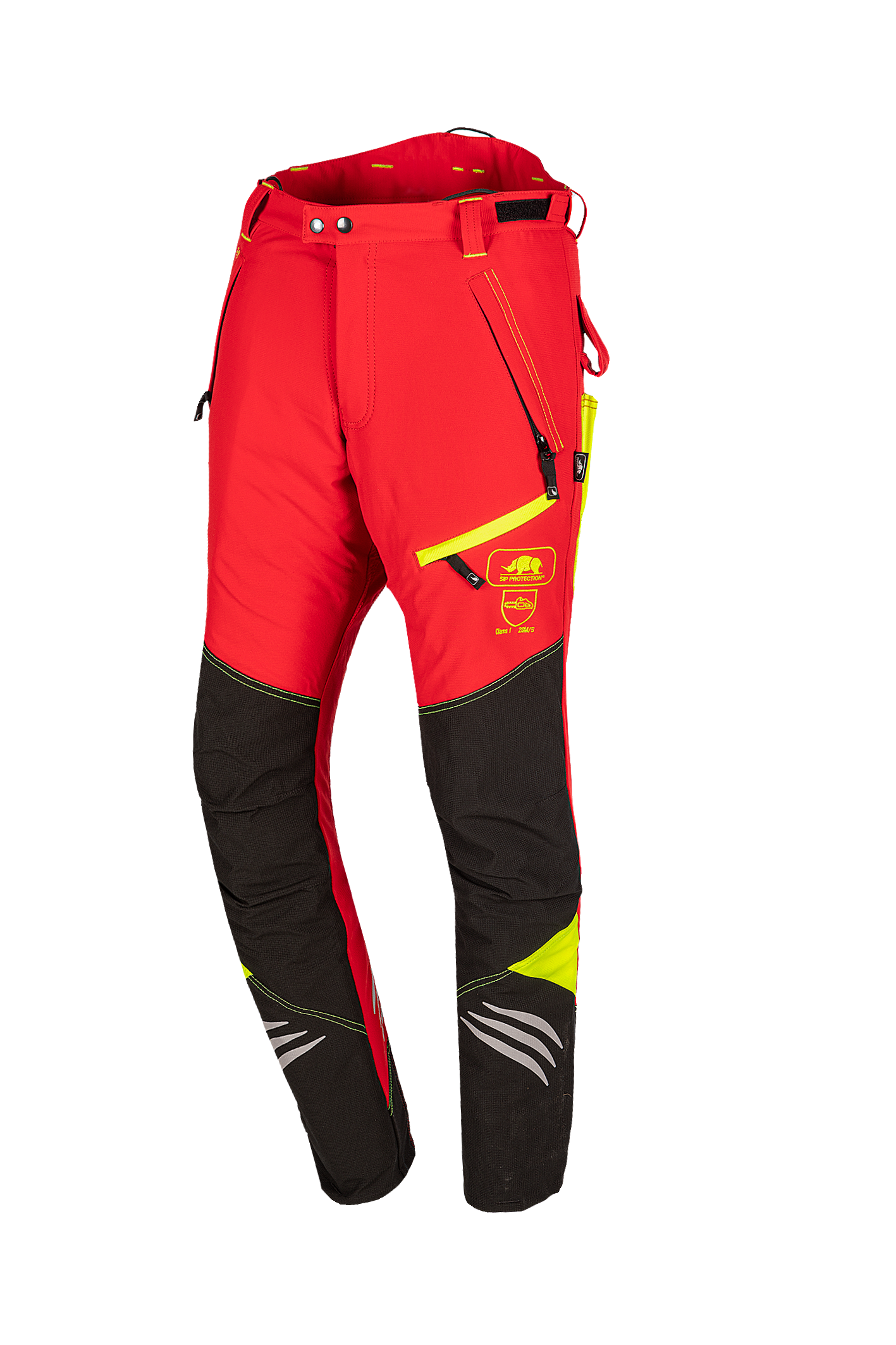 SIP Schnittschutzhose Ninja rot/leuchtgelb Gr. S kurz