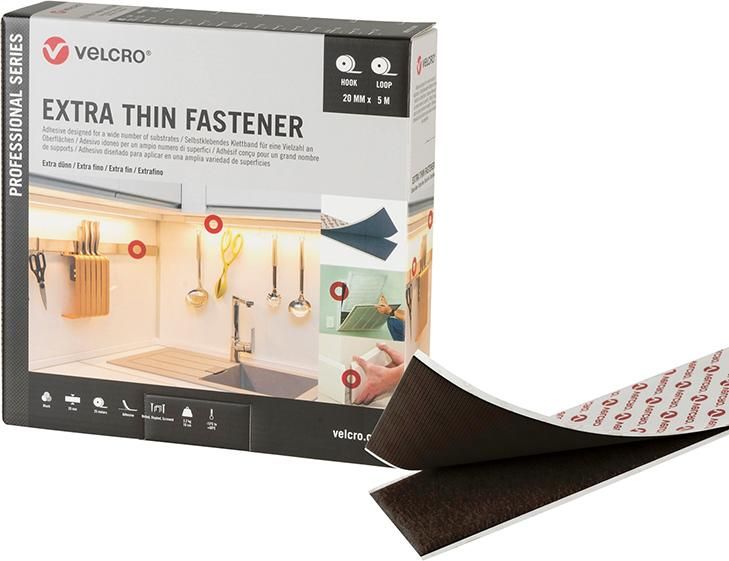 VELCRO Klettband Extra Thin Fastener 20mm x 5m, schwarz