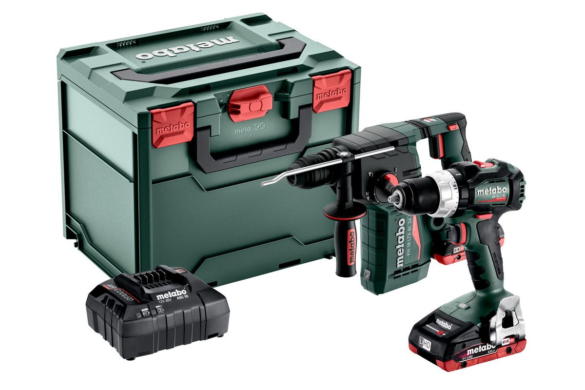 Akku Set LiHD BS18LT BL + KH18 LTX BL242x18,0 V 4,0 Ah LiHD Ladegerät ASC 55 metaBOX