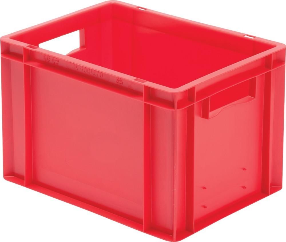 Transport-Stapelkasten B400xT300xH270 mm rot, geschlossen mit Griffloch LA-KA-PE