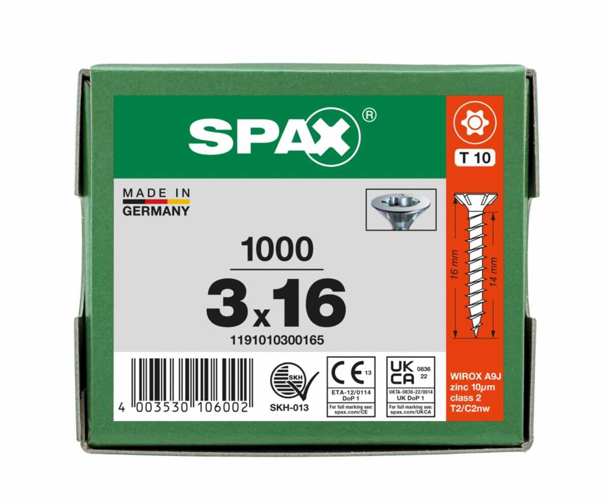 Spax Schrauben Fl/Vz Torx 3,0X16 VG VE1000