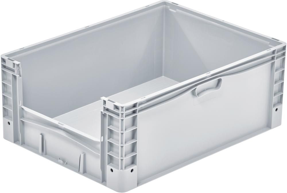 Eurobehälter B800xT600xH320 mm grau basicline plus mit Entnahmeöffnung