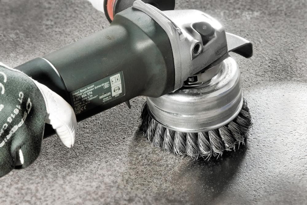 Topfbürste Stahl M14 gezopft 80x0,5mm Lessmann