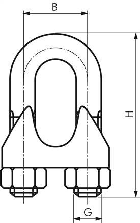 Drahtseilklemme f. 3,0mm Seil, M 4, B=9, Stahl verzinkt