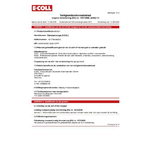 Edelstahlreiniger NSF-A7 400ml Sprühdose E-COLL