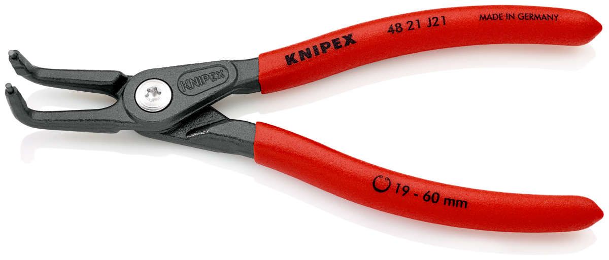 KNIPEX 48 21 J21 Präzisions-Sicherungsringzange für Innenringe in Bohrungen mit rutschhemmendem Kunststoff überzogen grau atramentiert 165 mm