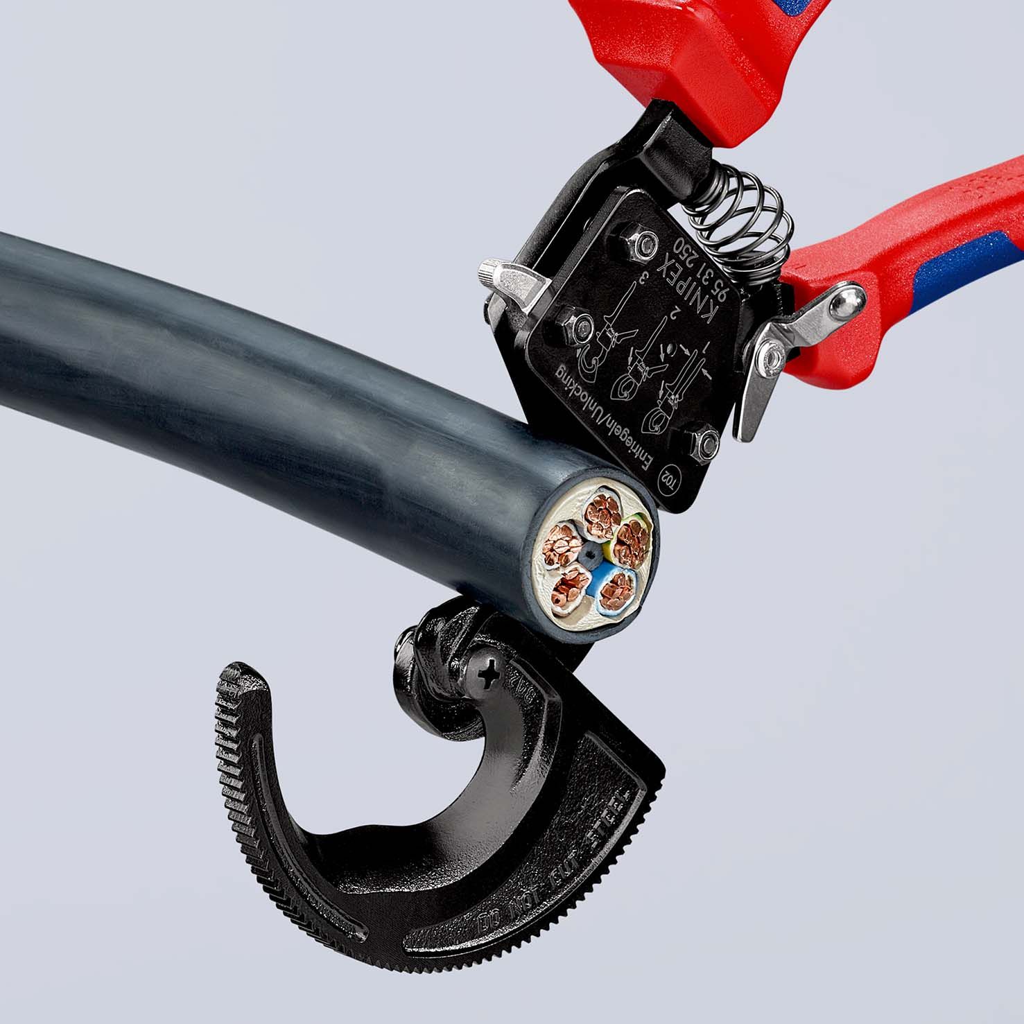 KNIPEX Kabelschneider (Ratschenprinzip) mit Mehrkomponenten-Hüllen
