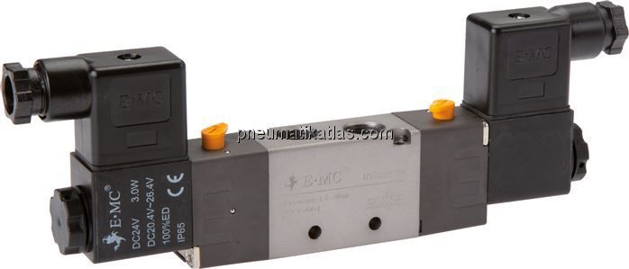 5/2-Wege Magnetventil, G 1/4" (Abluft G 1/8"), Impulsventil, 24 V AC