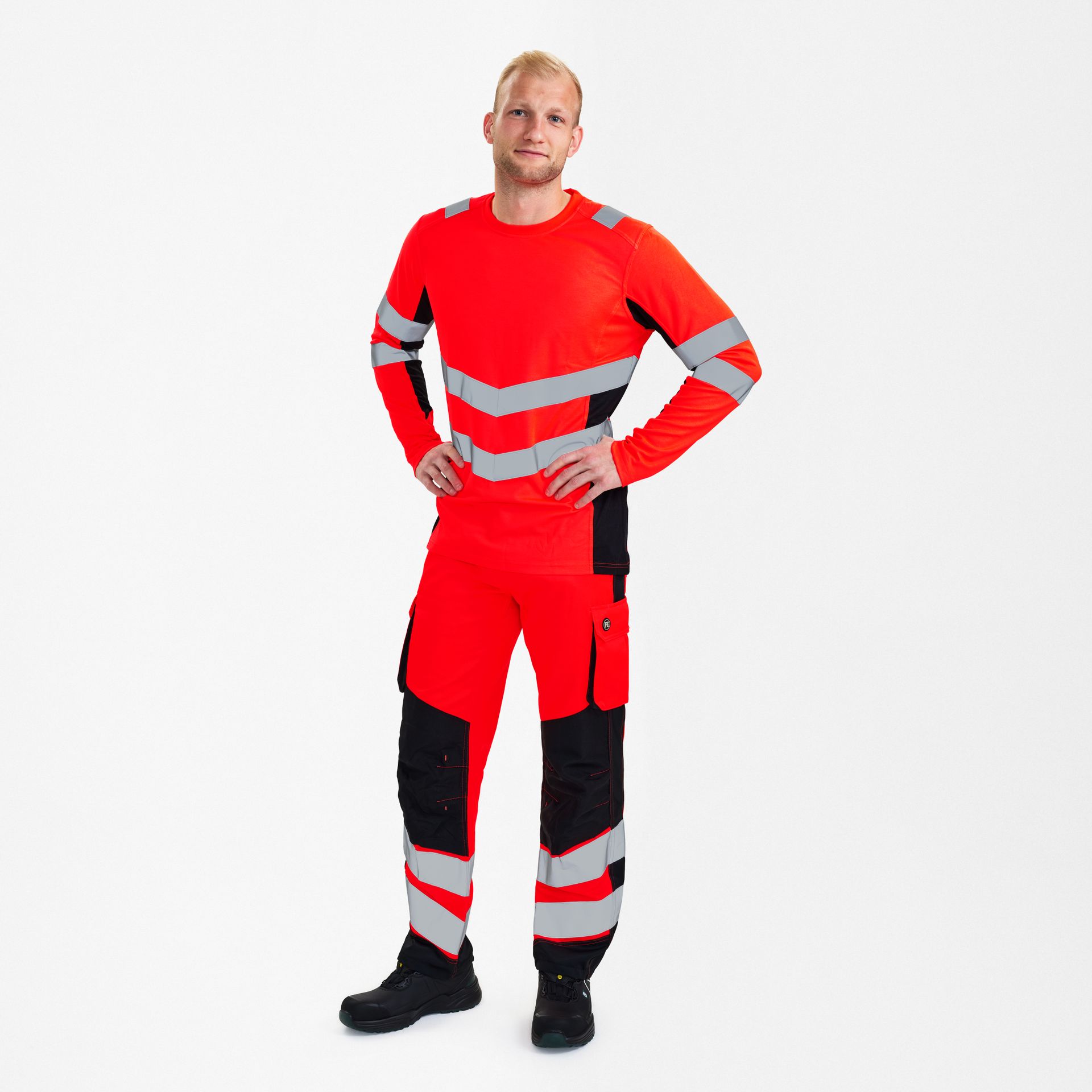 Safety Langarm-Shirt Rot/Schwarz, Gr. 6XL