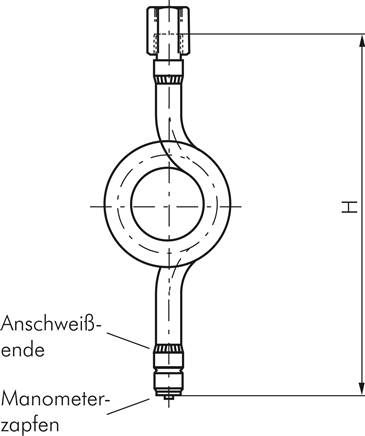 Wassersackrohr Kreisform (1.4571) G 1/2" (AG)-Zapfen