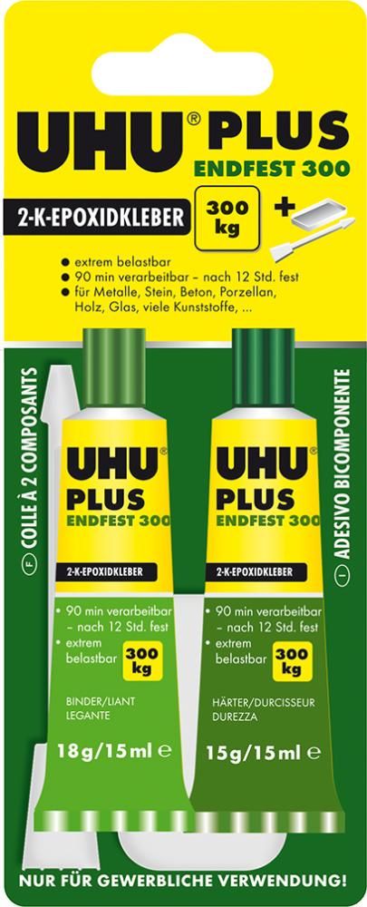 2-KomponentenepoxidkleberPLUS ENDFEST 300 SB-Karte mit Tuben Binder18g Härter 15g UHU