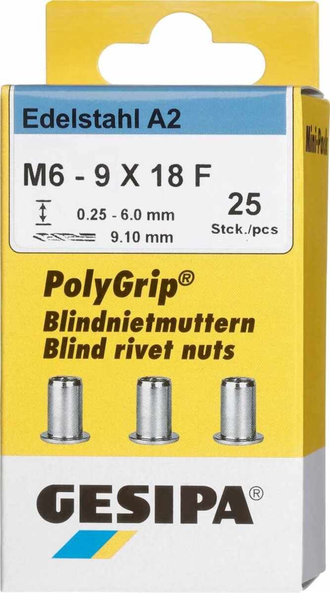 Bl.Nietm. VA Minipack Polygrip A2 M6 x 9 x 18