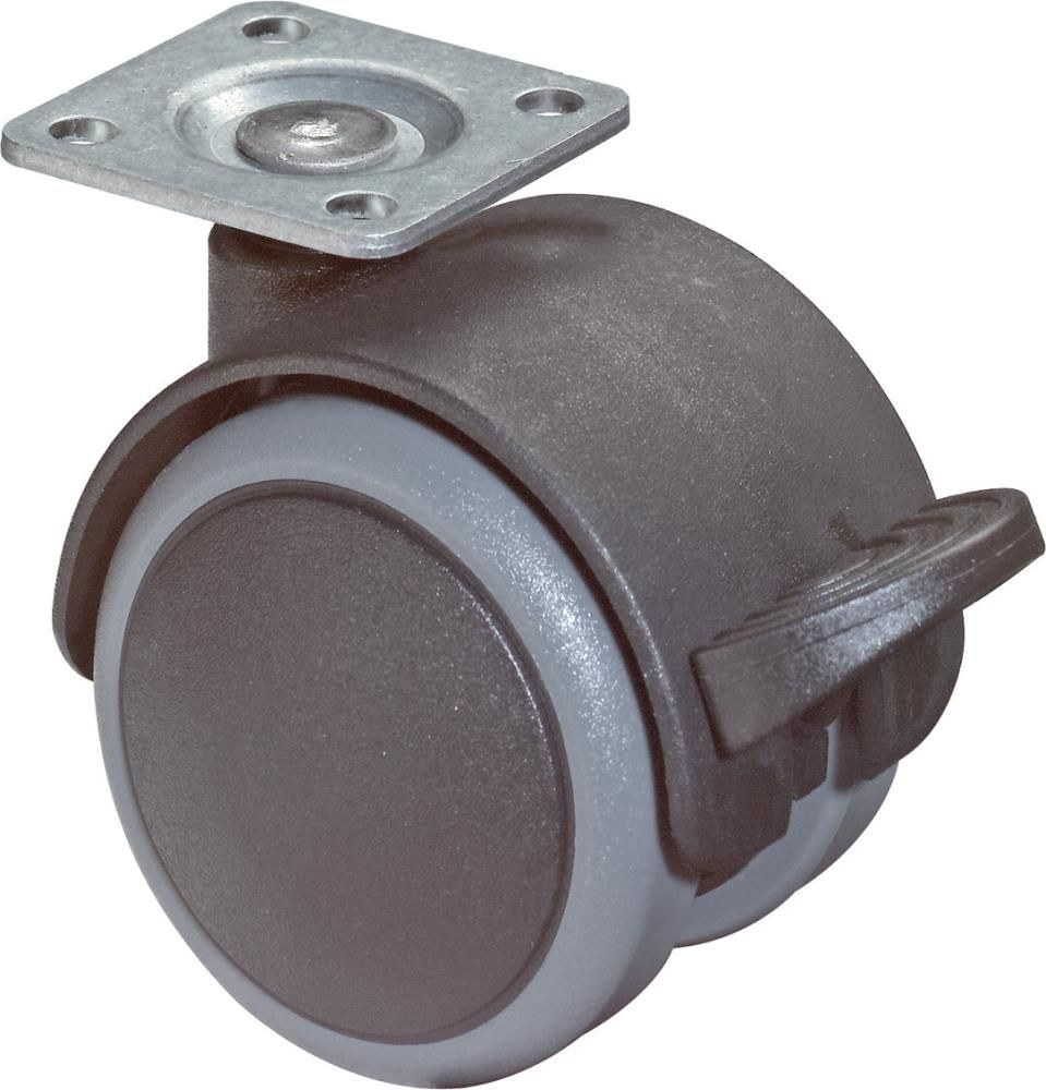 Kst.-Doppelrolle 40mm F8642x42mm Platte m.Festst. F86.040.PL