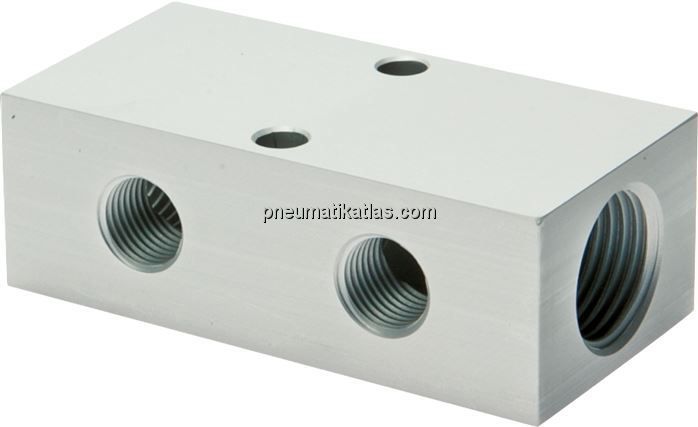 Verteilerleiste 2 x G 1/8"-4 x M 5, Aluminium eloxiert