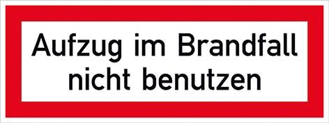Brandschutzschild Folie B148xH52 mm Aufzug im Brandfall n.b. langnachleuchtend