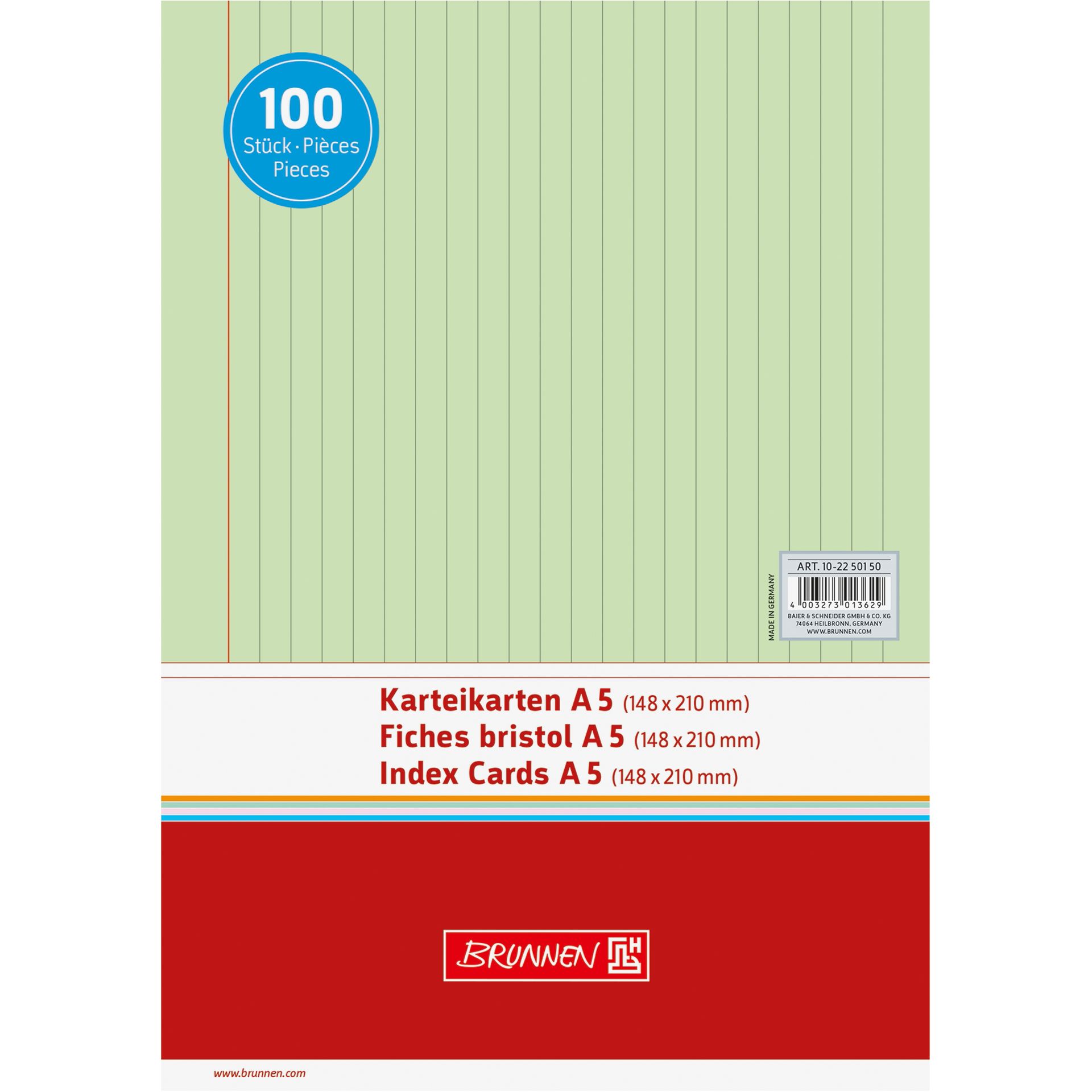 Karteikarte DIN A5 liniert gn 100 St./Pack.