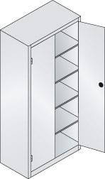 Schwerlastschrank m.TürenB930xT500xH1950 mm RAL 7035, 4 Fachböden Tragkraft 110kg CP