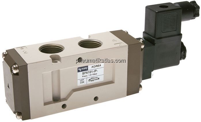5/2-Wege Magnetventil, G 1/2", Federrückstellung, 24 V=