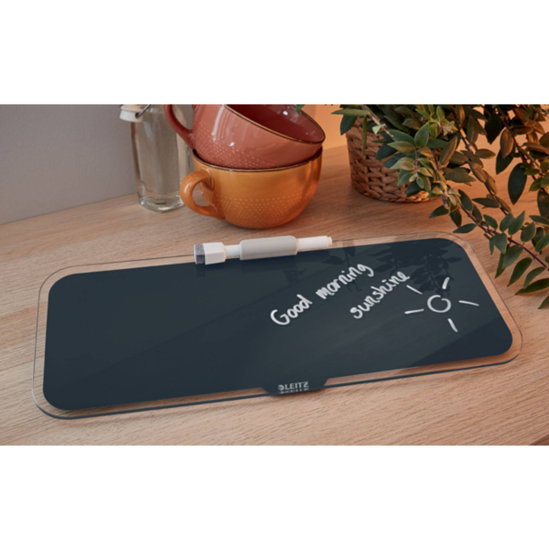 Desktop-Memoboard Cosy 380x150x60mm Glas grau