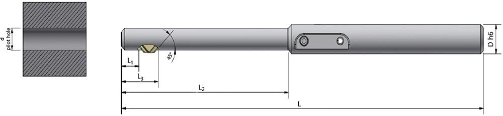 Bohrung-Entgratwerkzeug für Bohrung 15,5mm L125mmGRATTEC