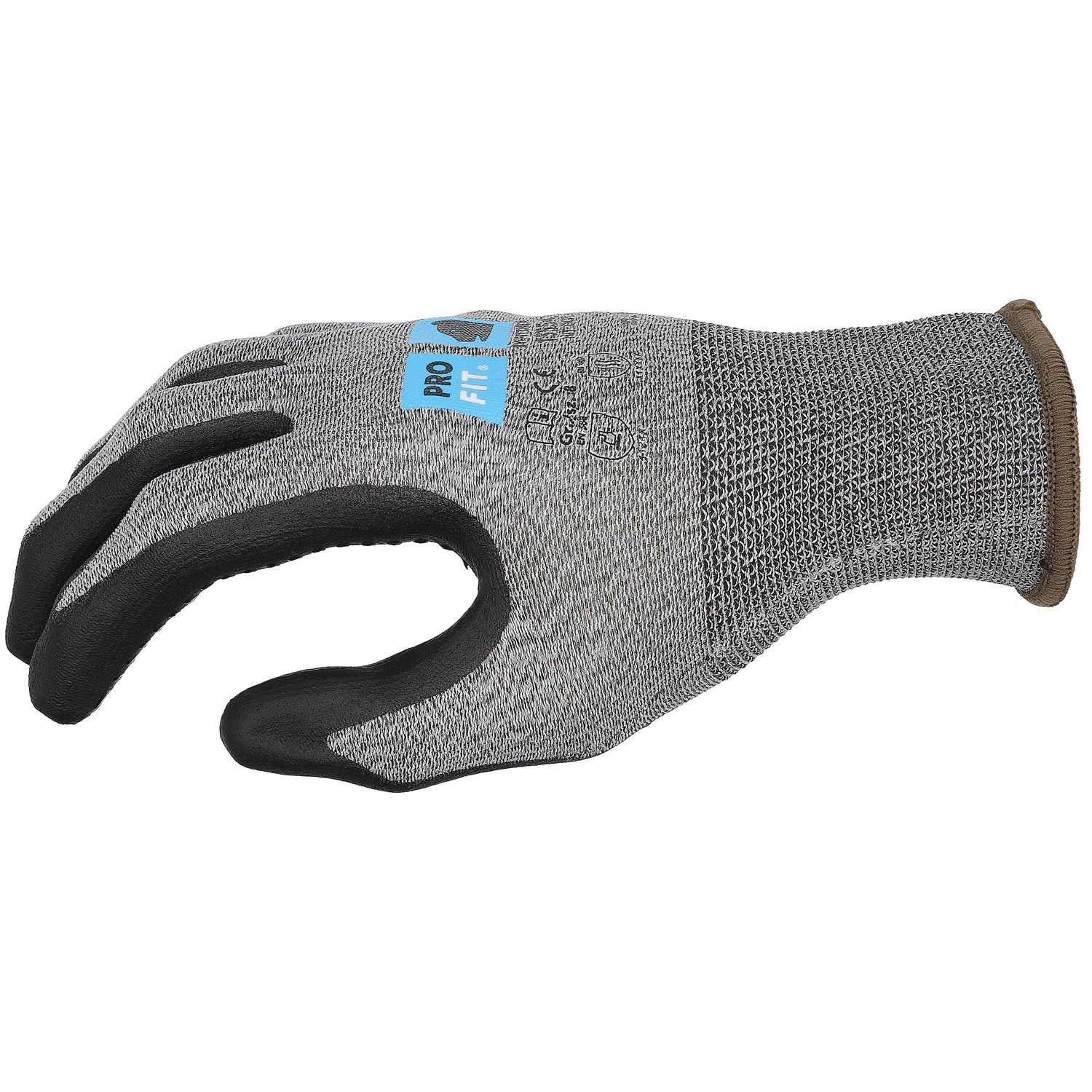 Nitril Handschuhe, "Hit dot",Nitrilschaum, Noppen, grau/schwarz 10