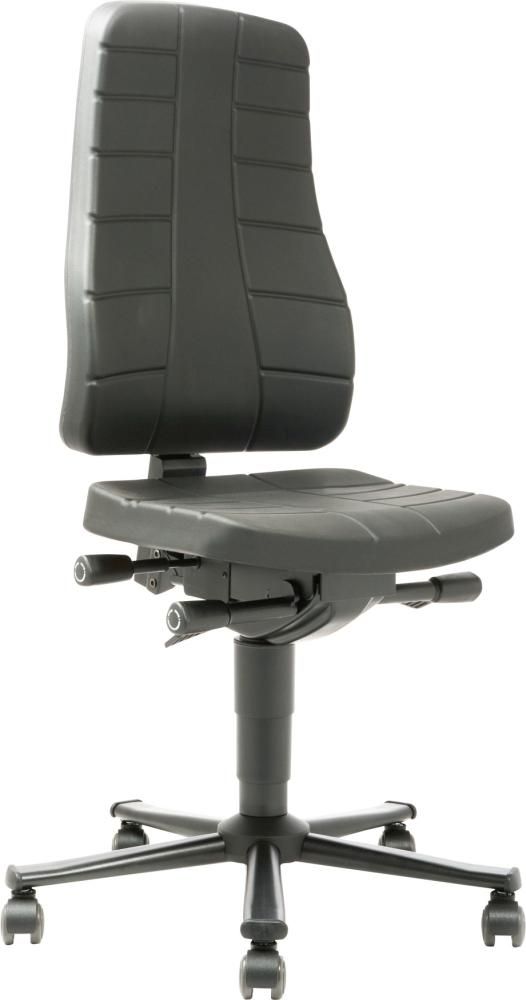 Bimos Arbeitsstuhl 9643-2000 All-In-One 2 Sitzhöhe 450-600 mm mit Rollen, PU schwarz