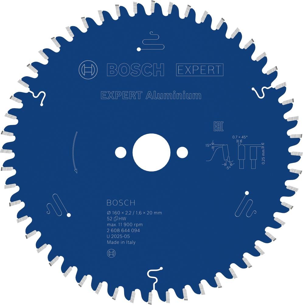 HM-Kreissägeblatt 160x2,2/1,6x20 52Z Bosch VE à 1 Stück Expert for Aluminium