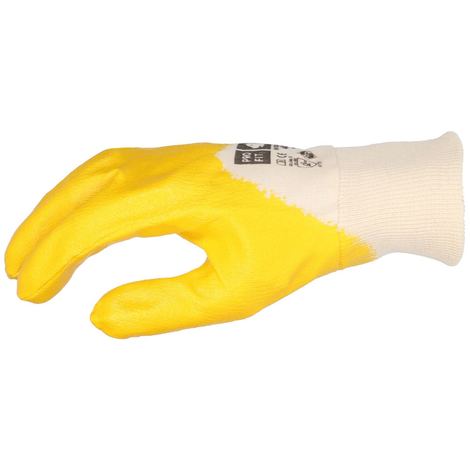 Nitril Handschuhe, "Mega",gelb, 3/4 getaucht, Strickbund 10