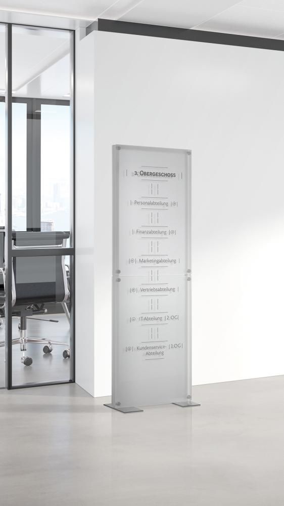 Innenaufsteller Galerie mit umlaufenden Rahmen B500xT45X1510mm aluminium silber eloxiert