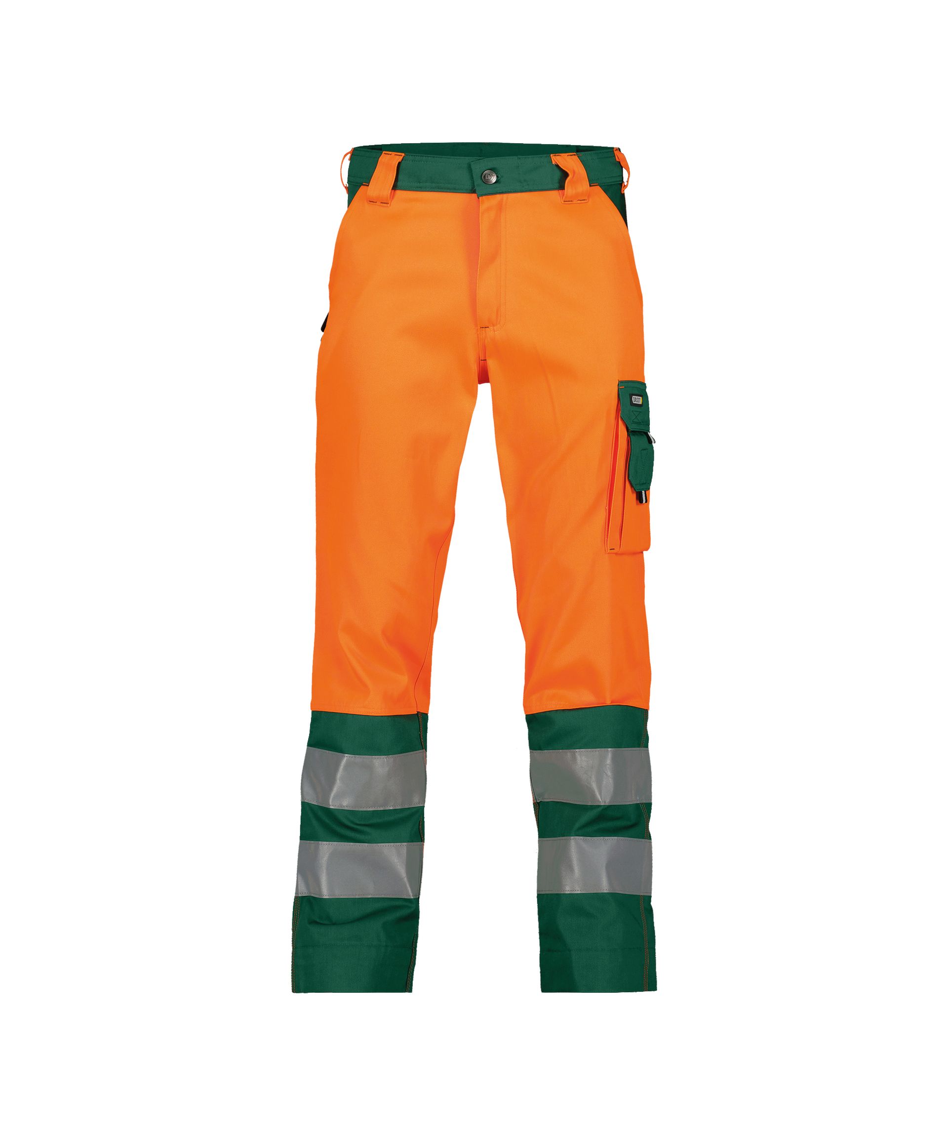 DASSY Lancaster Warnschutz-Arbeitshose, Neonorange/Flaschengrün, Gr. 54 Lang, 245 g/m²