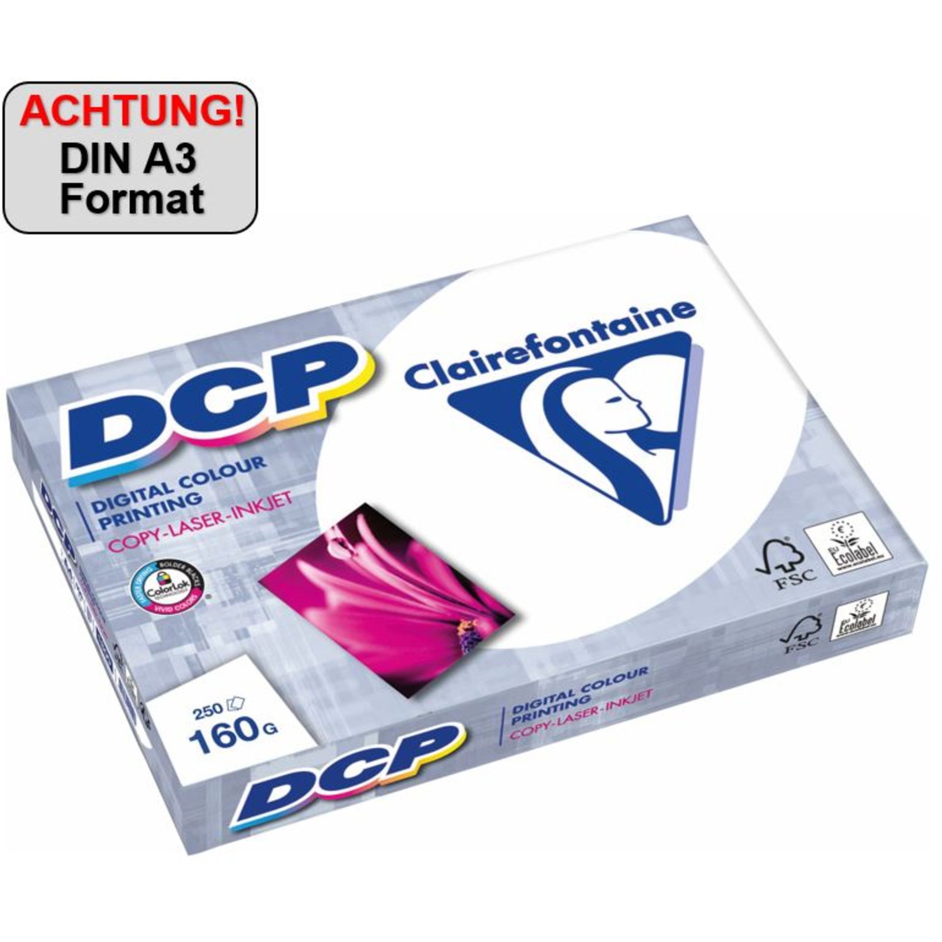 Farblaserpapier DCP DIN A3 160g ws 250 Bl./Pack.