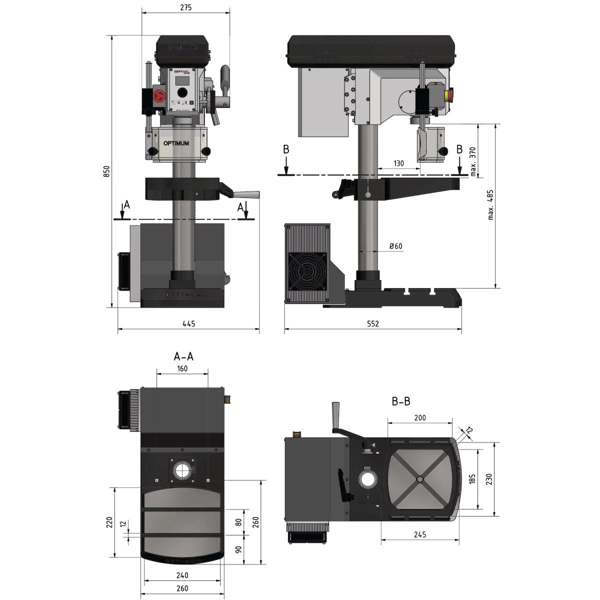 Tischbohrmaschine Optimum OPTIdrill DH 18V Set
