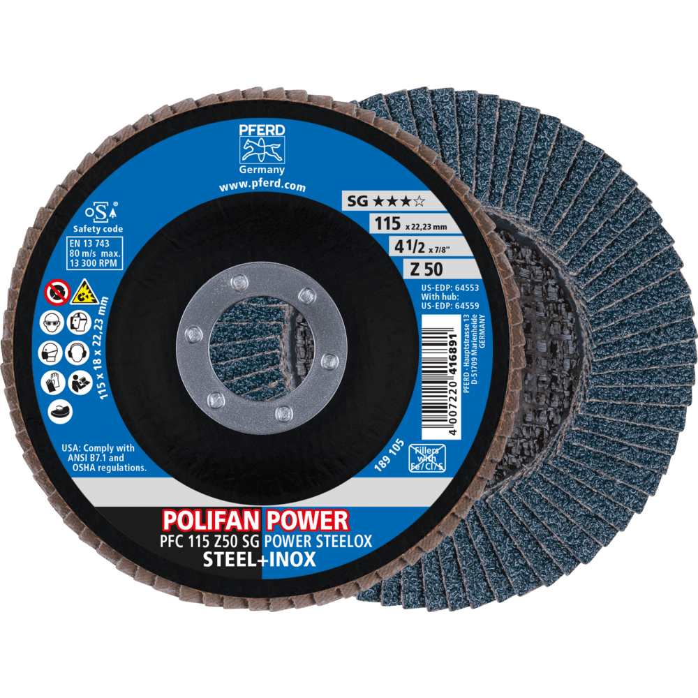 PFERD POLIFAN-Fächerscheiben PFC 115 Z50 SG POWER STEELOX
