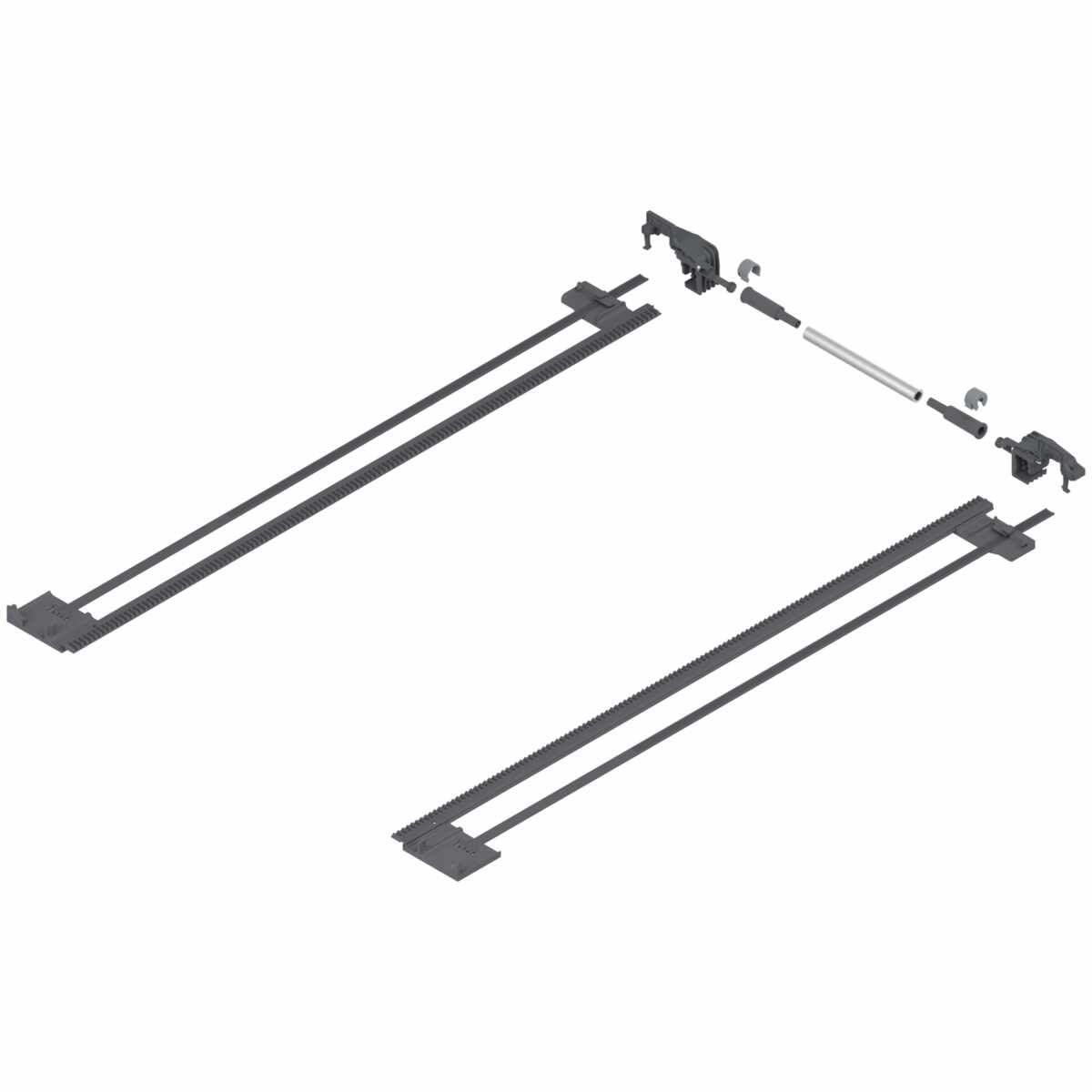 TANDEM Seitenstabilisierung, NL=600 mm, KB=1400 mm, Vollauszug, zum Ablängen, R7037 staubgrau