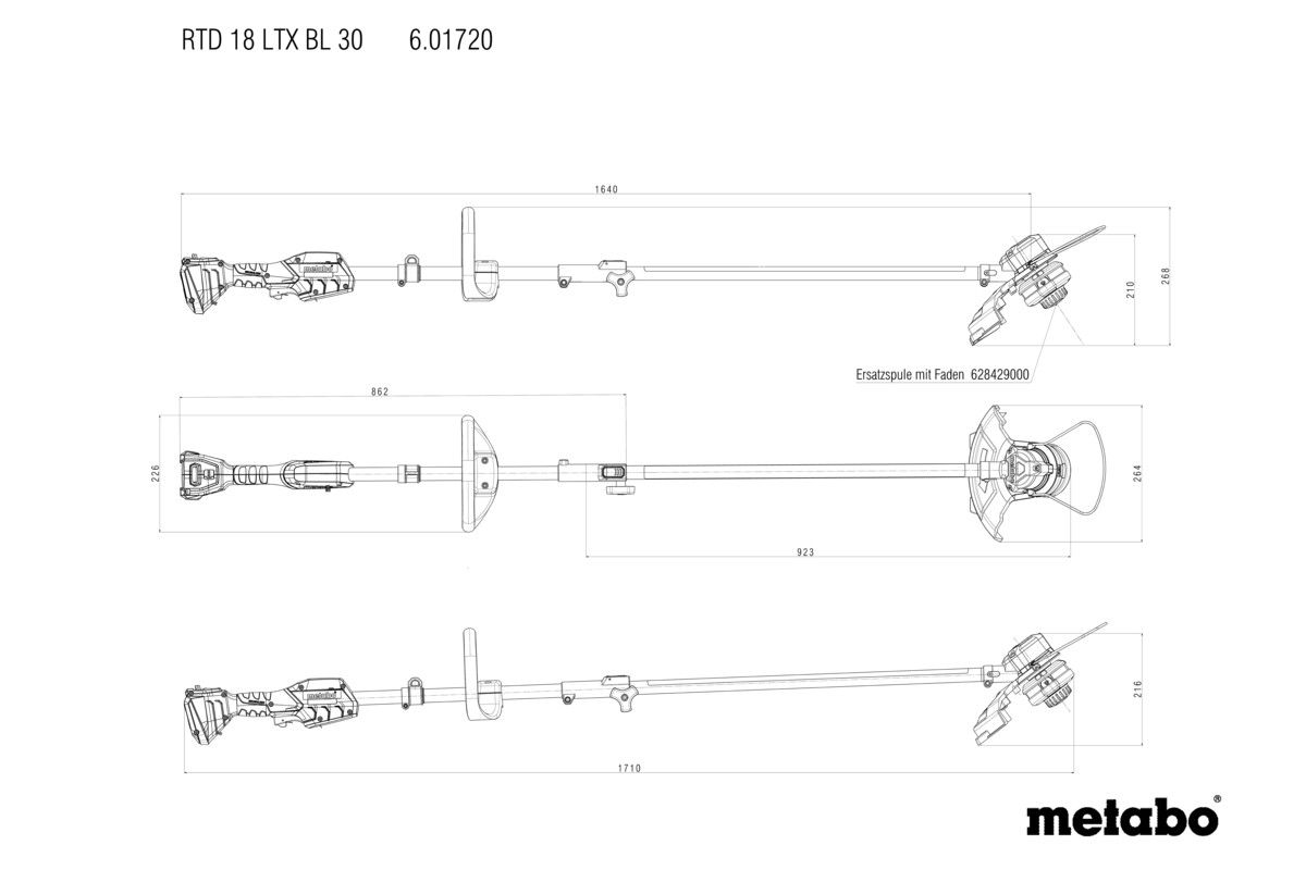 Akku-Rasentrimmer solo RTD 18 LTX BL 30 Metabo ohne Akku ohne Ladegerät Karton