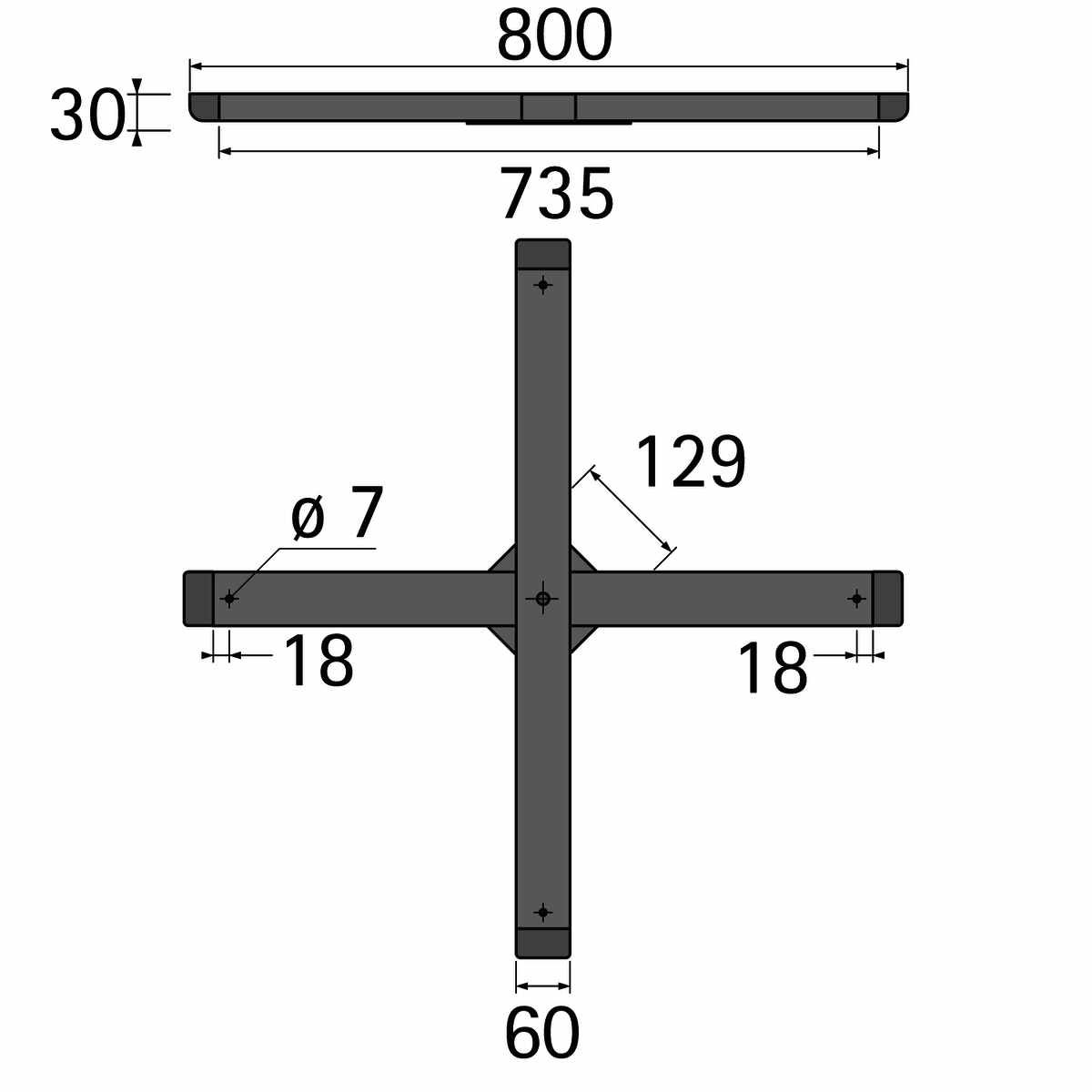 Montagekreuz 800 x 800 mm