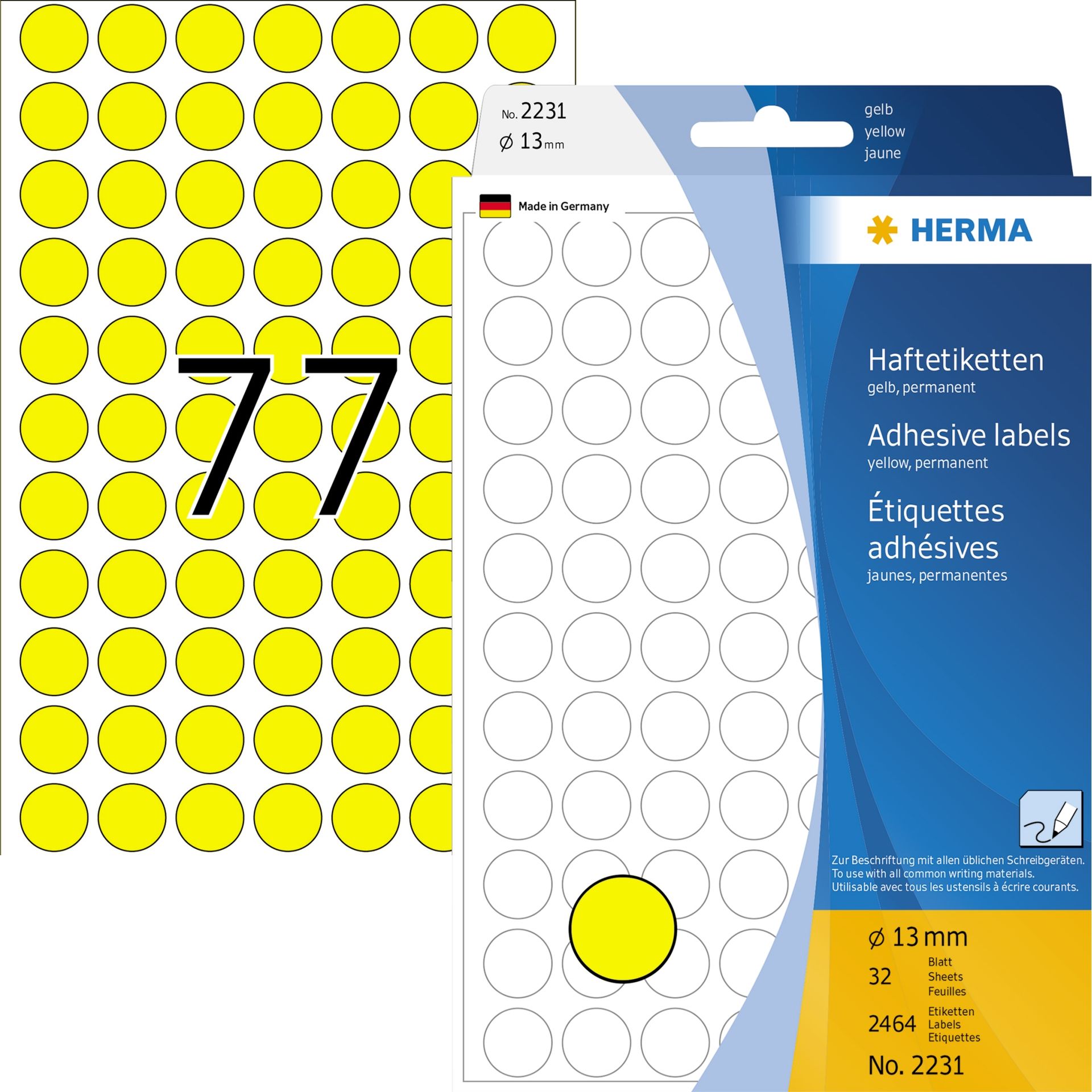 Markierungspunkt 13mm Papier gelb 2.464 St./Pack.