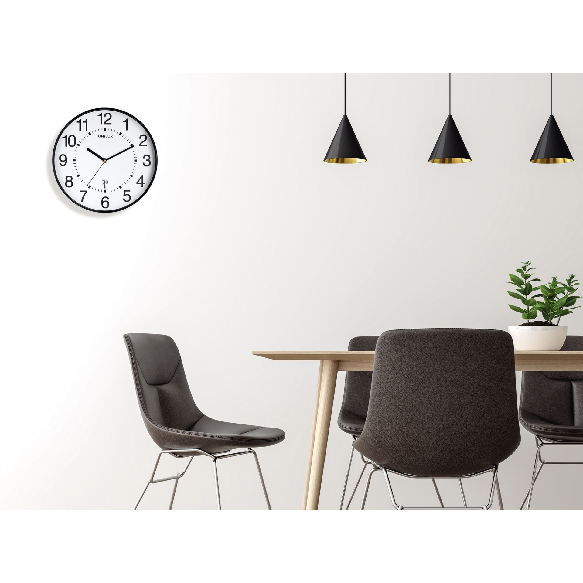 Funkwanduhr Wave 30cm Kunststoff sw