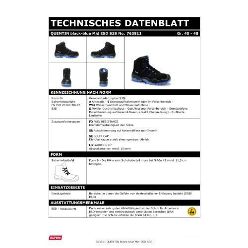 ELTEN QUENTIN Sicherheitsstiefel Mid S3S ESD, Schwarz, Gr. 41