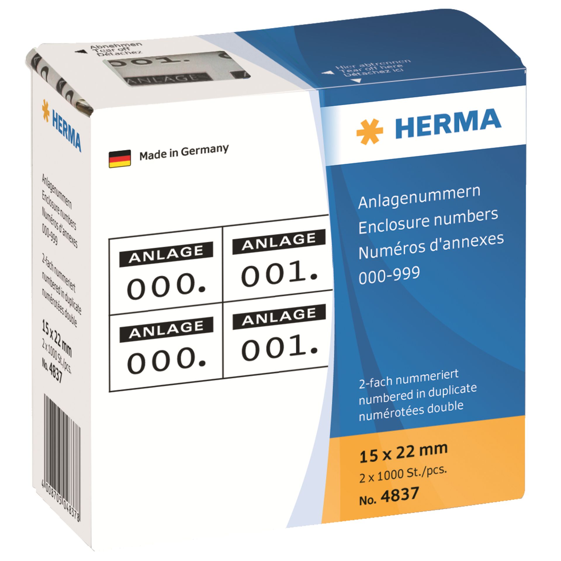 Anlagenummer 15x22mm schwarz 1.000 St./Pack.
