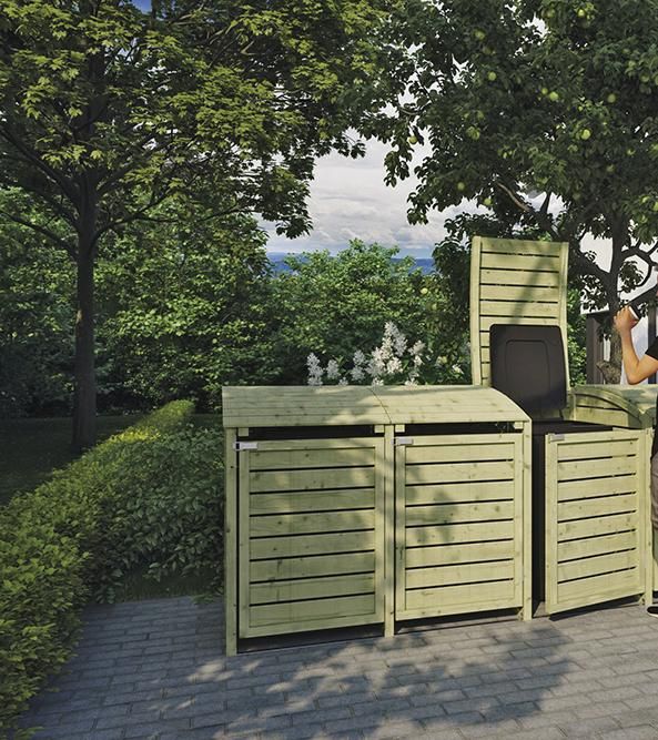 HENRI 4-fach B 300 x T 90 x H 120 cm, kdi-grün inkl. Rückwand Mülltonnenabtrennung