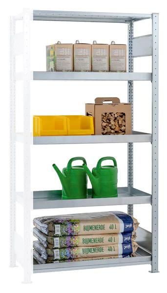 Wannenbodenregal B1000xT500xH2000 mm Anbaufeld 4 Wannen Fachlast 150kg
