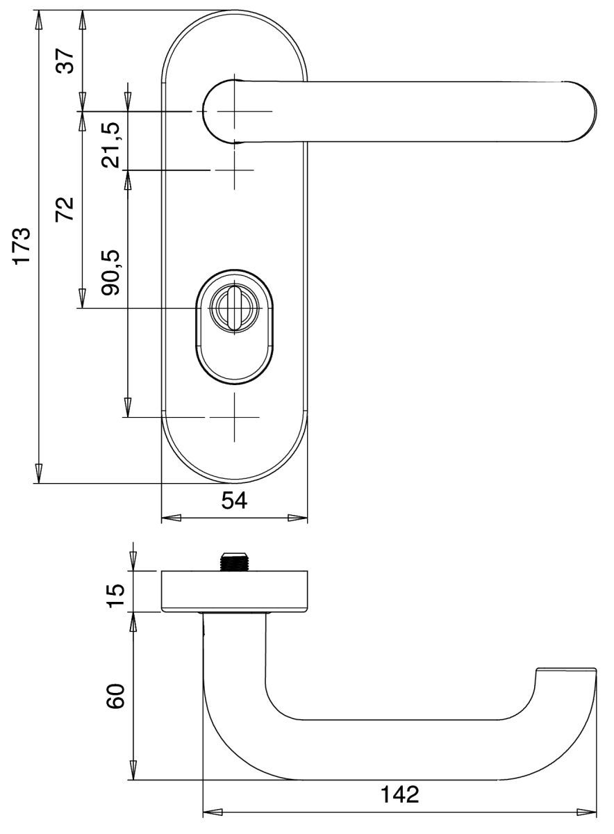 Alu-FS-Schutz-Drücker-Garnitur, ES-1