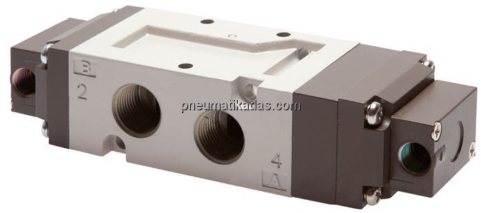 5/3-Wege Pneumatikventil, G 3/8" (Pilot G 1/8"), Mittelstellung geschlossen