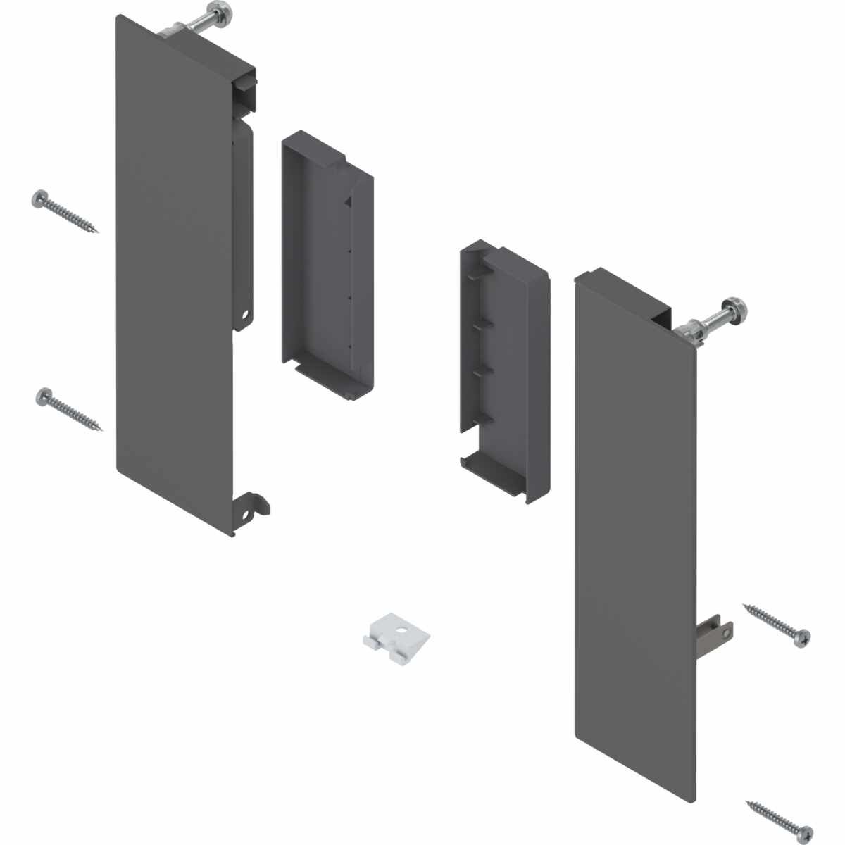 MERIVOBOX Fronthalter, Höhe E, für Innenauszug mit Reling, links/rechts, oriongrau matt