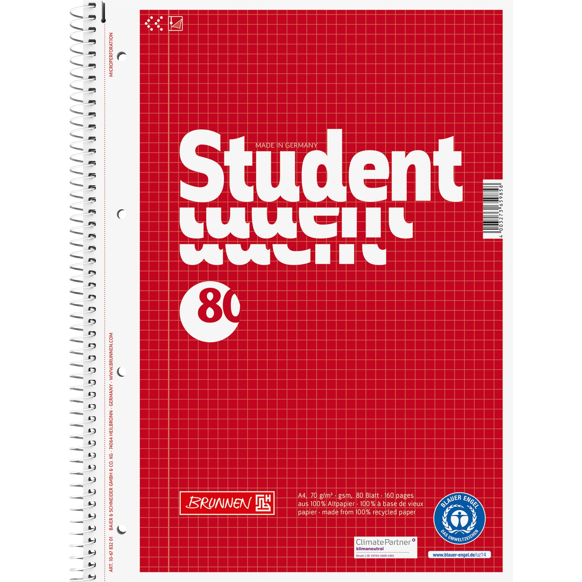 Collegeblock DIN A4 80Blatt kariert