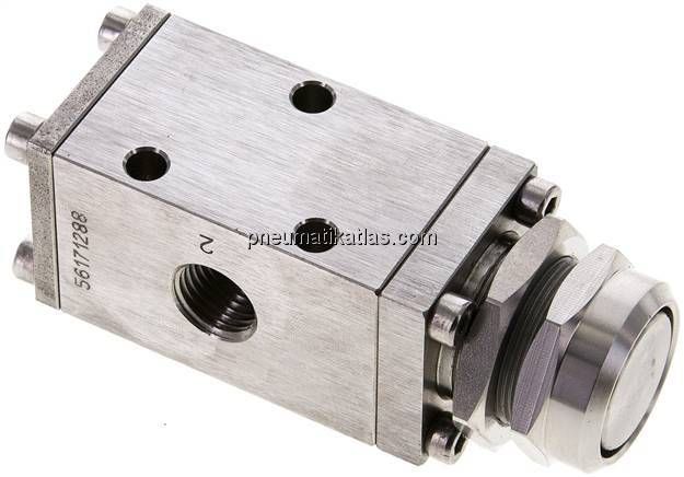 3/2-Wege (NC/NO)-Drucktastenventil G 1/4", Federrückstellung