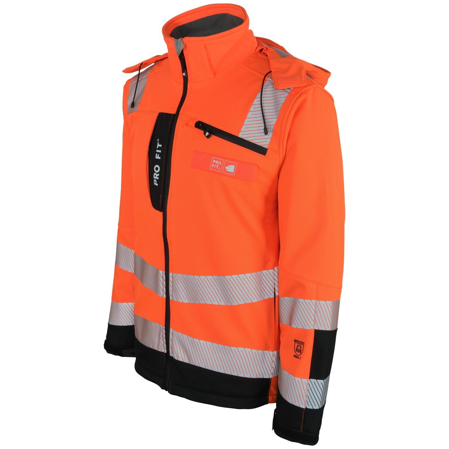 WINTER WARNSCHUTZ-SOFTSHELLJACKE , neonorange/schwarz, Gr. XL